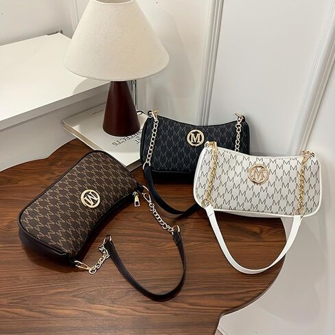French Vintage Underarm Bag for Women, a Small Crossbody Bag with a Chain Perfect for Ladies Shopping Shoulder Tote. in Kuwait