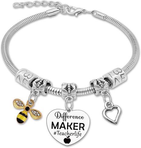 Teacher Appreciation Gifts for Women Friend Stainless Steel Bracelet Thank You Gift for Teachers Graduation Gift for Teacher Appreciation Week Teacher's day Gifts Christmas Retirement Birthday Present in Kuwait