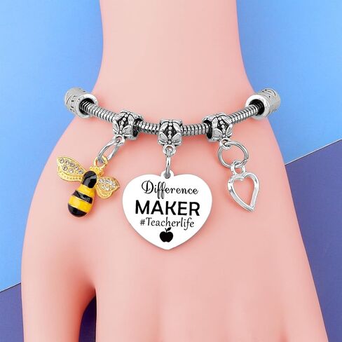 Teacher Appreciation Gifts for Women Friend Stainless Steel Bracelet Thank You Gift for Teachers Graduation Gift for Teacher Appreciation Week Teacher's day Gifts Christmas Retirement Birthday Present in Kuwait