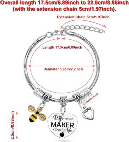 Teacher Appreciation Gifts for Women Friend Stainless Steel Bracelet Thank You Gift for Teachers Graduation Gift for Teacher Appreciation Week Teacher's day Gifts Christmas Retirement Birthday Present in Kuwait