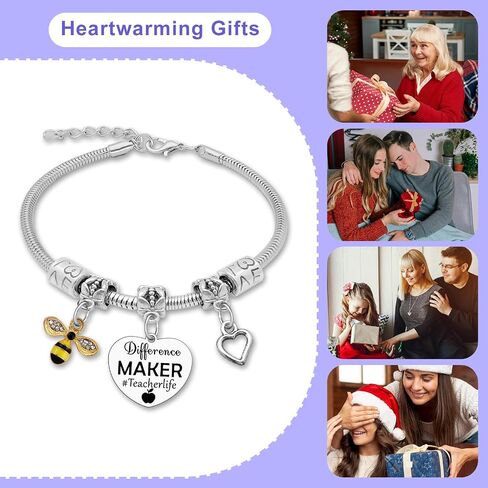 Teacher Appreciation Gifts for Women Friend Stainless Steel Bracelet Thank You Gift for Teachers Graduation Gift for Teacher Appreciation Week Teacher's day Gifts Christmas Retirement Birthday Present in Kuwait