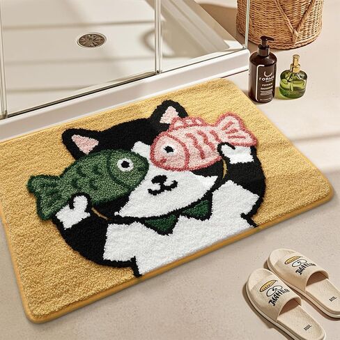 Cute Bath Mat, Fluffy Ultra Soft Bathroom Rugs with Funny Duck Designs, Super Absorbent Shower Bath Rug Non Slip, Machine Washable Floor Mats for Bathtub, Shower, and Entryway, 32" x 20" in Saudi Arabia