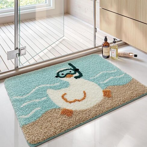Cute Bath Mat, Fluffy Ultra Soft Bathroom Rugs with Funny Duck Designs, Super Absorbent Shower Bath Rug Non Slip, Machine Washable Floor Mats for Bathtub, Shower, and Entryway, 32" x 20" in Kuwait