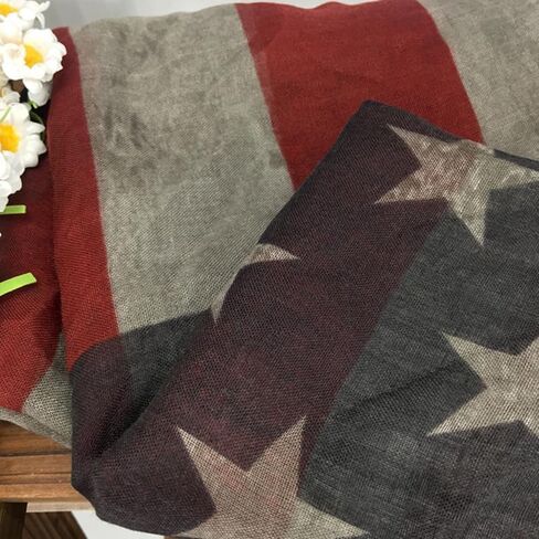 Women American Flag Pattern Scarf Lightweight Warm Shawl Wrap Elegant Neck Scarf for Casual Formal Wear in Kuwait
