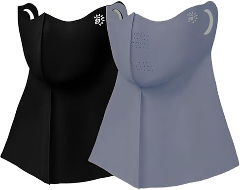2 Pairs UPF 50+ Cooling Neck Gaiter For Men And Women,Breathable Ice Silk Face Mask With Ear Loop Design,UV Protection Sun Mask（Black+Dark Grey） in Kuwait