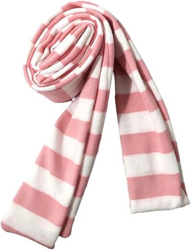 Lady Goth Harajuku Cool Scarve Style Girl Stripe Long Knitted Scarves Fashion Cloth Unisex Street Casual Neckerchief, Approx. 4x180cm/ 1.57x70.86in, Pink in Saudi Arabia