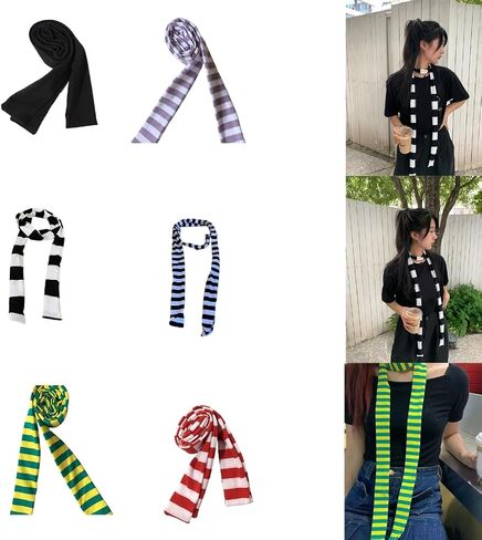Lady Goth Harajuku Cool Scarve Style Girl Stripe Long Knitted Scarves Fashion Cloth Unisex Street Casual Neckerchief, Approx. 4x180cm/ 1.57x70.86in, Pink in Saudi Arabia
