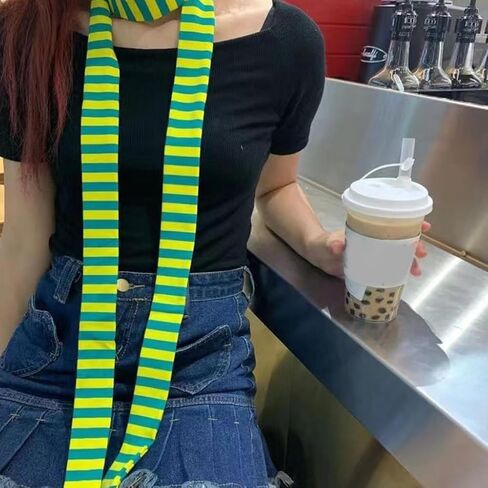 Lady Goth Harajuku Cool Scarve Style Girl Stripe Long Knitted Scarves Fashion Cloth Unisex Street Casual Neckerchief, Approx. 4x180cm/ 1.57x70.86in, Pink in Saudi Arabia
