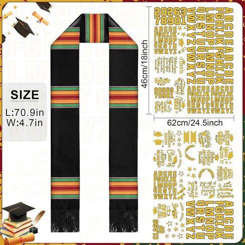 Kente Graduation Stole Sash 2026, Black Girl Kente Graduation Stole, DIY Customize Graduate Sash, Personalized Iron-on Decals in Saudi Arabia