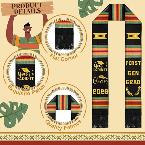 Kente Graduation Stole Sash 2026, Black Girl Kente Graduation Stole, DIY Customize Graduate Sash, Personalized Iron-on Decals in Saudi Arabia