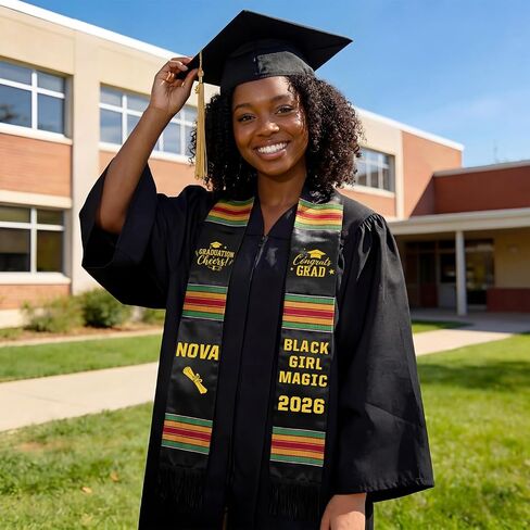 Kente Graduation Stole Sash 2026, Black Girl Kente Graduation Stole, DIY Customize Graduate Sash, Personalized Iron-on Decals in Saudi Arabia