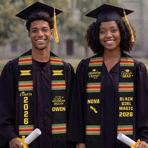 Kente Graduation Stole Sash 2026, Black Girl Kente Graduation Stole, DIY Customize Graduate Sash, Personalized Iron-on Decals in Saudi Arabia