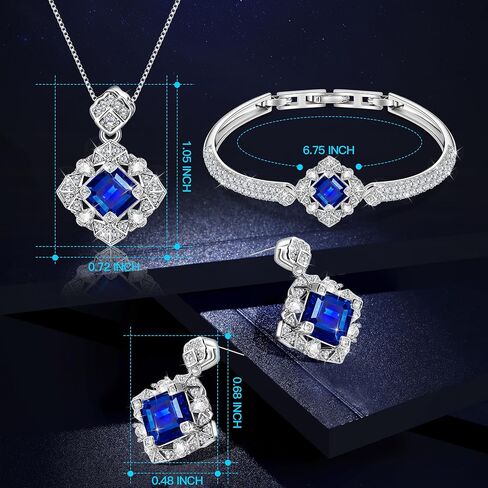 Blissful Angel Womens Jewelry Set Bracelet Necklace and Earrings Sets Crystal Jewelry Set For Wife Girlfriend Or Mothers Idea Gift For Special Women in Life (Sapphire Blue) in Saudi Arabia