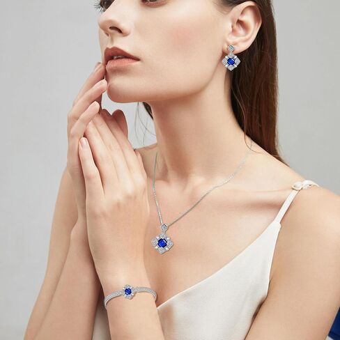 Blissful Angel Womens Jewelry Set Bracelet Necklace and Earrings Sets Crystal Jewelry Set For Wife Girlfriend Or Mothers Idea Gift For Special Women in Life (Sapphire Blue) in Saudi Arabia