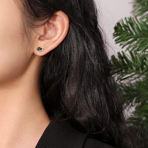 Meissa Square Emerald Earring Necklace Set for Women 925 Sterling Silver Emerald Earring Necklace Set Handmade Gold Necklace May Birthstone Jewelry Gift in Kuwait