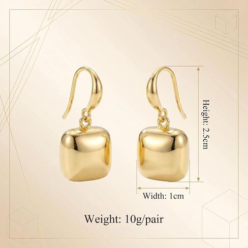 Gold Plated Dangle Earrings for Women Non Tarnis 14K Gold Earrings Jewelry | Hypoallergenic Lightweight Chunky Drop Earings Trendy Daily Wear Wedding Party Outfit Accessories Christmas Birthday Gift in Saudi Arabia