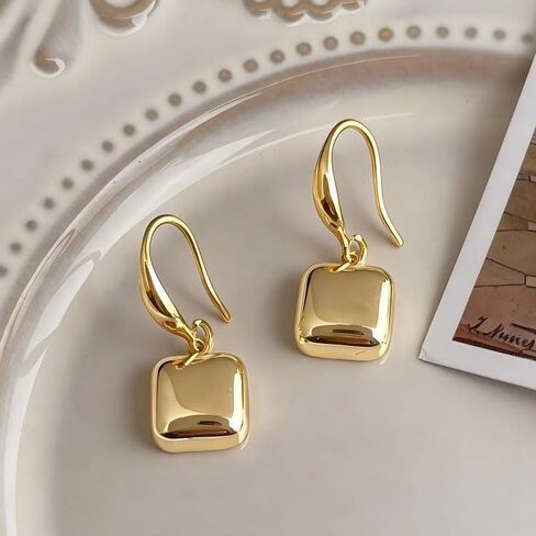 Gold Plated Dangle Earrings for Women Non Tarnis 14K Gold Earrings Jewelry | Hypoallergenic Lightweight Chunky Drop Earings Trendy Daily Wear Wedding Party Outfit Accessories Christmas Birthday Gift in Saudi Arabia