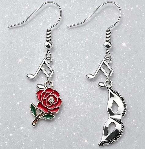 Rose Music Note Masquerade Mask Dangle Earrings Opera Theater Carnival Drop Earrings Gift for Women Art Lovers in Kuwait