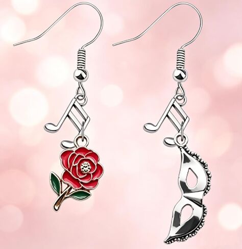 Rose Music Note Masquerade Mask Dangle Earrings Opera Theater Carnival Drop Earrings Gift for Women Art Lovers in Kuwait