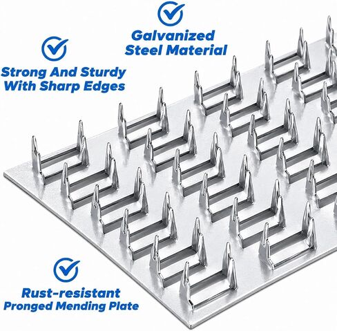 100 Pack Truss Plate, 4" x 2" Pronged Truss Plate Flat Mending Plates Repair Tie Plate Bracket Nail Teeth Height 9mm, Thickness 1mm for Wood Stud Roof Truss Timber in Saudi Arabia