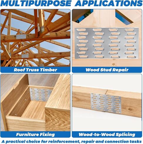 100 Pack Truss Plate, 4" x 2" Pronged Truss Plate Flat Mending Plates Repair Tie Plate Bracket Nail Teeth Height 9mm, Thickness 1mm for Wood Stud Roof Truss Timber in Saudi Arabia