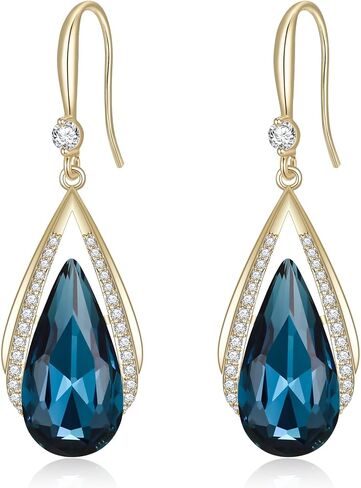 EleQueen Fashion Rose Gold Plated Hypoallergenic Sparkle Cubic Zirconia Crystal Round/Teardrop Leverback Dangle Earrings Jewelry Gifts for Women in Kuwait