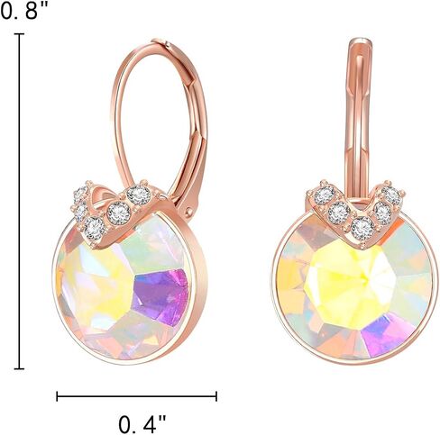 EleQueen Fashion Rose Gold Plated Hypoallergenic Sparkle Cubic Zirconia Crystal Round/Teardrop Leverback Dangle Earrings Jewelry Gifts for Women in Kuwait