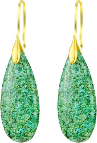 Natural Stone Earrings For Women Fishhoop Dangle Drop Earrings Gold Silver Hoop Statement Earring Birthday Gifts For Women in Saudi Arabia
