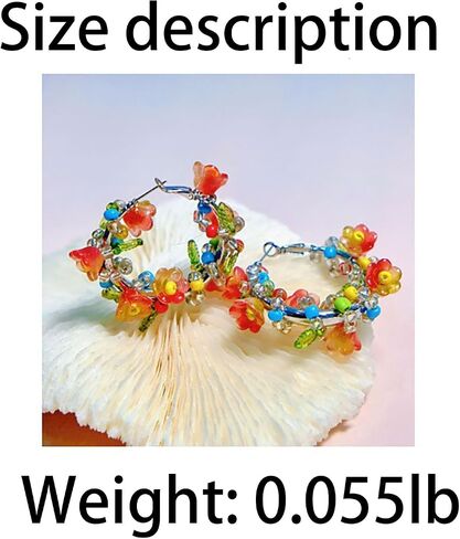 Flower Earrings For Women, Acrylic Beaded Colorful Wreath Wrapping Bohemian Plant Jewelry Gift in Saudi Arabia