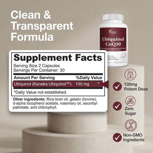 Ubiquinol CoQ10 100 mg – Active Form of Coenzyme Q10 with Enhanced Bioactivity – Heart & Cardiovascular Health Support, Antioxidant & Cellular Energy Production Formula, Non-GMO, 60 Softgels in Saudi Arabia