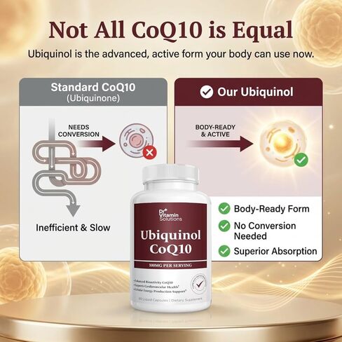Ubiquinol CoQ10 100 mg – Active Form of Coenzyme Q10 with Enhanced Bioactivity – Heart & Cardiovascular Health Support, Antioxidant & Cellular Energy Production Formula, Non-GMO, 60 Softgels in Saudi Arabia