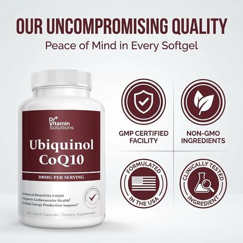 Ubiquinol CoQ10 100 mg – Active Form of Coenzyme Q10 with Enhanced Bioactivity – Heart & Cardiovascular Health Support, Antioxidant & Cellular Energy Production Formula, Non-GMO, 60 Softgels in Saudi Arabia