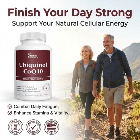 Ubiquinol CoQ10 100 mg – Active Form of Coenzyme Q10 with Enhanced Bioactivity – Heart & Cardiovascular Health Support, Antioxidant & Cellular Energy Production Formula, Non-GMO, 60 Softgels in Saudi Arabia