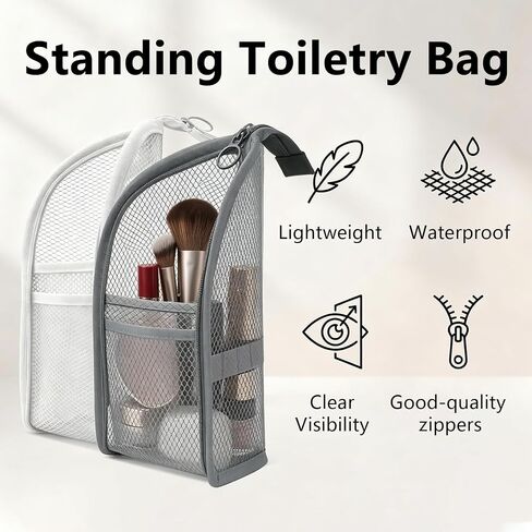 2 Pack Standing Toiletry Bag, Portable Lightweight Travel Toiletry Bag, Leakproof Travel Organizer Pouch for Bathroom, Gym, Business Trip,Family Travel in Kuwait