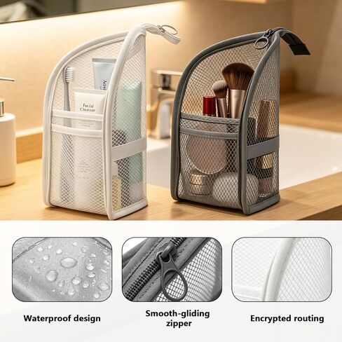 2 Pack Standing Toiletry Bag, Portable Lightweight Travel Toiletry Bag, Leakproof Travel Organizer Pouch for Bathroom, Gym, Business Trip,Family Travel in Kuwait