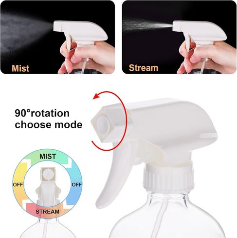 Glass Spray Bottles with Silicone Sleeve, 16 oz 2 Pack Empty Refillable Containers with Adjustable Spray Nozzles (Mist to Stream to Off), Spray Bottles for Cleaning, Hair, Plants, essential oils in Saudi Arabia