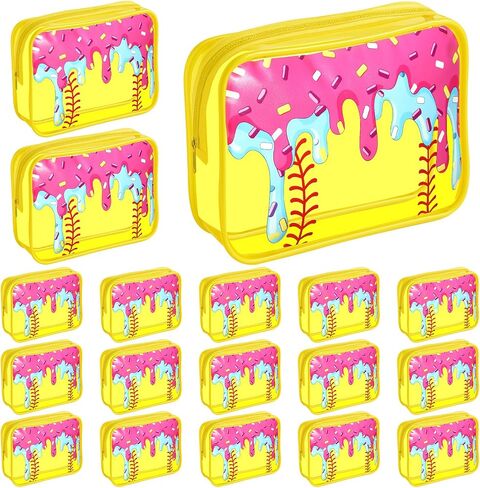 Kacctyen 12 Pcs Ice Cream Drip Softball Cosmetic Bag Bulk 7 x 4.3 x 2.4'' Softball Team Gifts Accessories Makeup Bags for Stuff Team Players Party Favors Supplies Cheer Toiletry Zipper Pouch Women in Kuwait