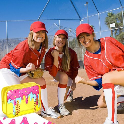 Kacctyen 12 Pcs Ice Cream Drip Softball Cosmetic Bag Bulk 7 x 4.3 x 2.4'' Softball Team Gifts Accessories Makeup Bags for Stuff Team Players Party Favors Supplies Cheer Toiletry Zipper Pouch Women in Kuwait