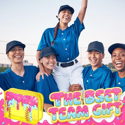 Kacctyen 12 Pcs Ice Cream Drip Softball Cosmetic Bag Bulk 7 x 4.3 x 2.4'' Softball Team Gifts Accessories Makeup Bags for Stuff Team Players Party Favors Supplies Cheer Toiletry Zipper Pouch Women in Kuwait
