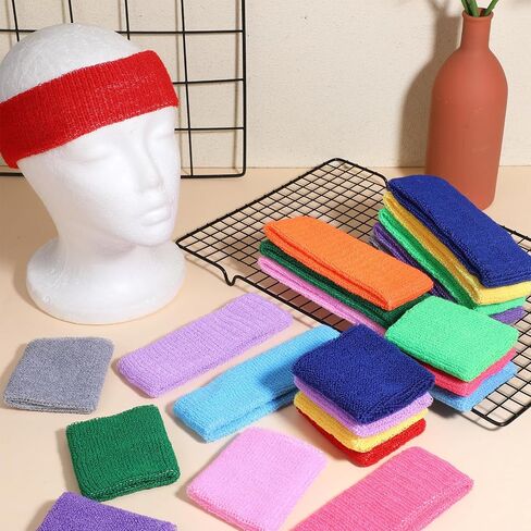 36 PCS Neon Headband and Wristband Set 80s Neons Sweatbands Set | Include 12 Neon Headband 24 Sweat Wristbands Athletic Sweat Bands for Workout Party Cosplay Sports and Daily Wear in Saudi Arabia