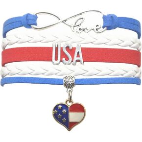 HCChanshi American Usa Bracelet - Infinity Love Charm Bracelet American Flag Gifts For Women, Men, Adult (Royal Blue, White and Red) in Saudi Arabia
