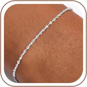 Silver Bracelet for Women, 925 Sterling Silver Singapore Chain Bracelet Delicate & Durable Gifts for Women 6.5-8 Inches in Saudi Arabia