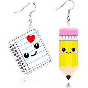 Ronglry Back to School Gifts Teacher Earrings for Women Acrylic Pencil Book First Day of School Earrings Teacher Appreciation Earring Jewelry Gifts in Saudi Arabia