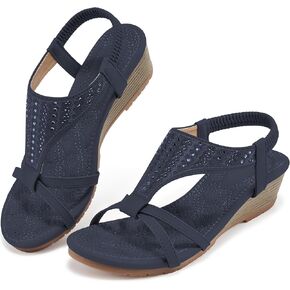 HARENCE Wedge Sandals for Women Dressy: Comfortable Open Toe Elastic Ankle Strap Platform Sandal Casual Low Heel Bohemian Summer Shoes in Saudi Arabia
