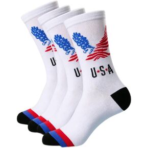 2 Pairs 4th of July Socks, Red White Blue Patriotic Fourth of July Socks, American USA Flag Novelty, Funny Independence Day Holiday Accessories for Men Women, USA Memorial Day Gifts in Saudi Arabia