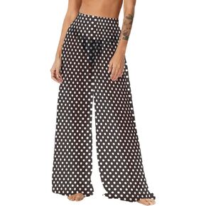 Summer Cover Up Pants for Women See Through Sheer Mesh Palazzo Pants Bathing Suit Cover Up Pant Boho Beach Outfits in Saudi Arabia