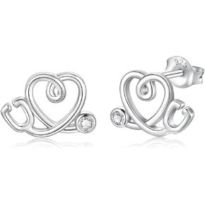 Stethoscope Stud Earrings S925 Sterling Silver For Nurse Doctor-Medicine Studs Earrings Nurse Week Gift-Birthday Gifts For Medical Staff in Kuwait