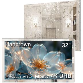 Haocrown 21.5 Inch Bathroom TV IP66 Waterproof Touch Screen Smart Mirror TV Android 11 Full HD 1080p Television with ATSC Tuner(8GB+64GB)-2024Model in Saudi Arabia