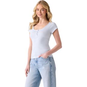 Guess Women's Short Sleeve Kaylee Rib Henley in Saudi Arabia