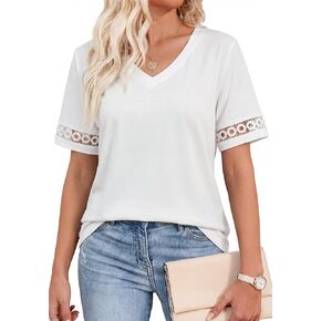 Womens T Shirts Basic V Neck Trendy Tops Casual Short Sleeve Tops Fashion Lightweight Soft Summer Outfits 2026 in Saudi Arabia